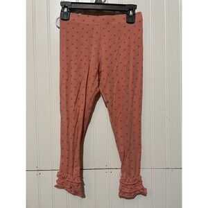 Matilda Jane size 8 Field Trip Sabine coral polka dot ruffle leggings 2/2 B9